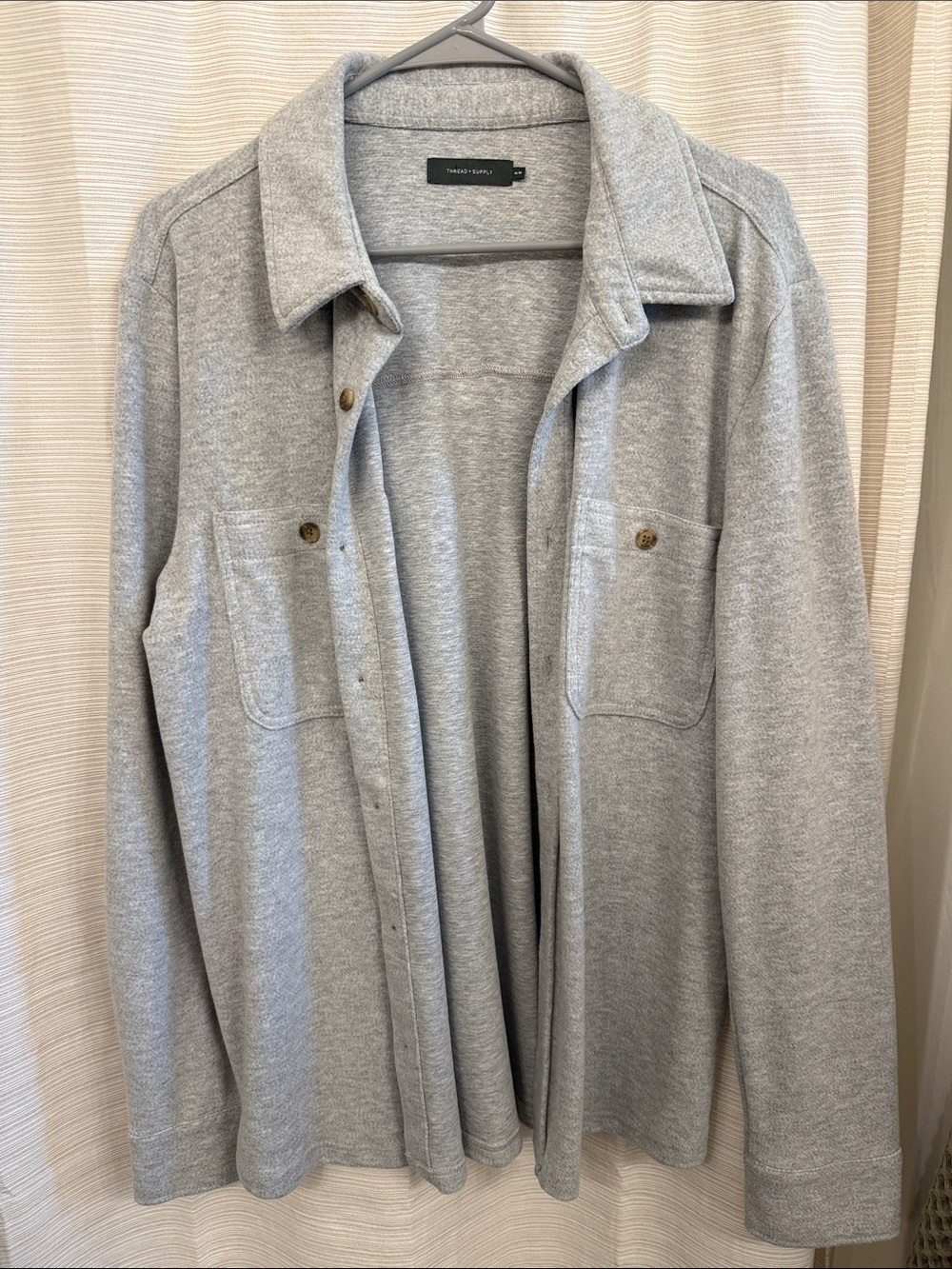 Thread & Supply long sleeve button up gray top medium NWOT